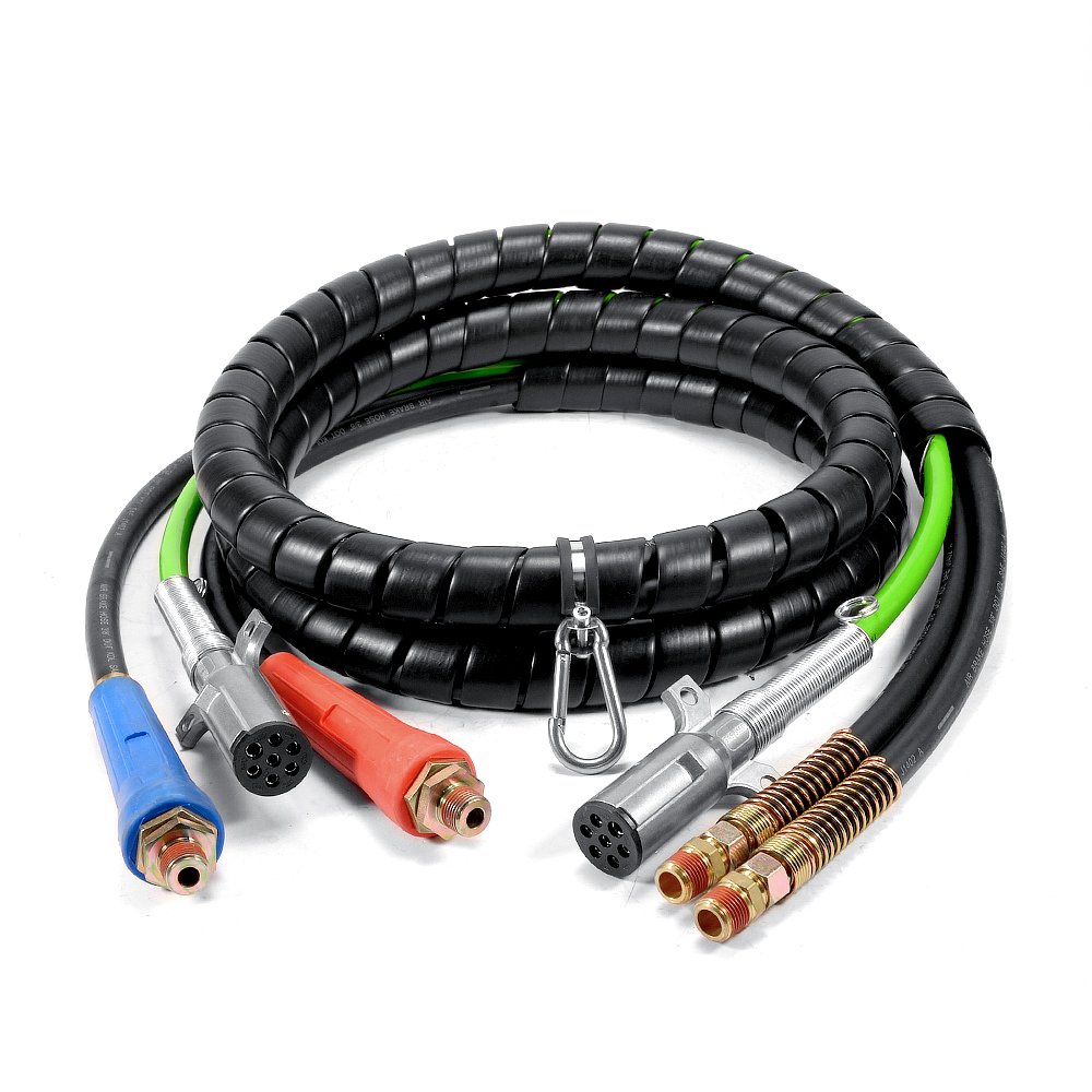 New Design Trailer Cable Power Air Line Hose 15 Ft Spiral 3 in 1 Automotive Trailer Connectors