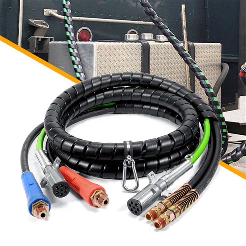 New Design Trailer Cable Power Air Line Hose 15 Ft Spiral 3 in 1 Automotive Trailer Connectors