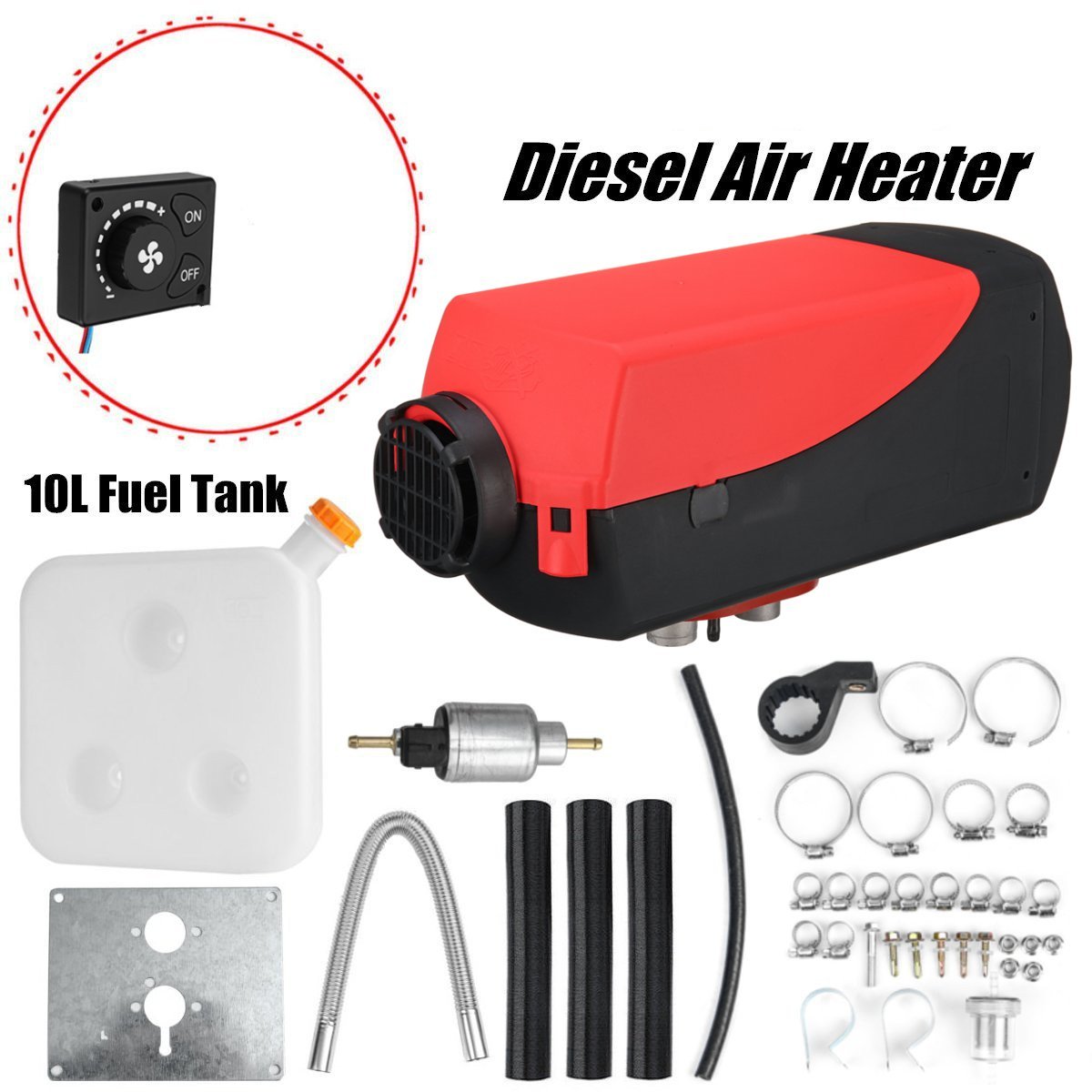 OkyRie Rotary Switch 10L Oil Tank 5KW Diesel Air Heater 12V 24V Diesel Parking Heater for RV Bus Trailer Motorhome and Boats