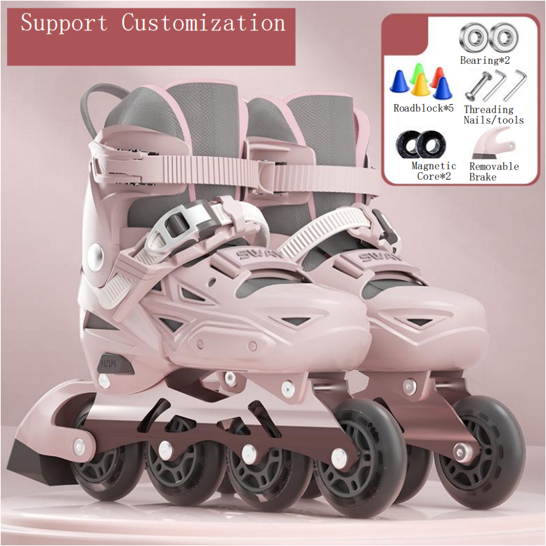 Three-layer Lock Fixation Roller Blades Inline Skate Wear-resistant and Anti-collision Figure Skates for Beginner Kids and Adult