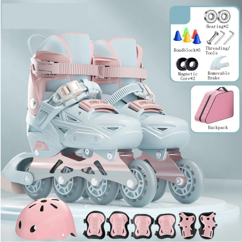 Three-layer Lock Fixation Roller Blades Inline Skate Wear-resistant and Anti-collision Figure Skates for Beginner Kids and Adult