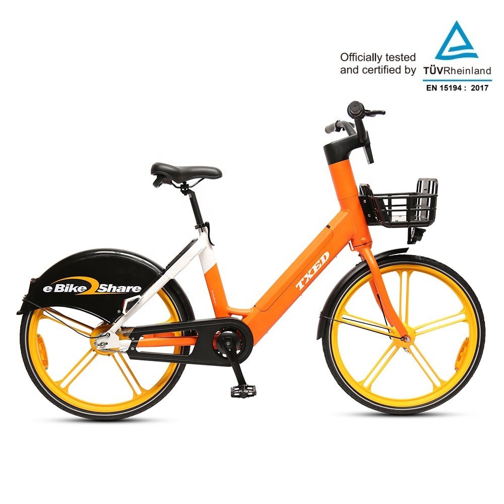 TXED 36V/250W 26" Frame Hidden Battery Front Drum Brake Rear Electronic Brake Electric Sharing Bike