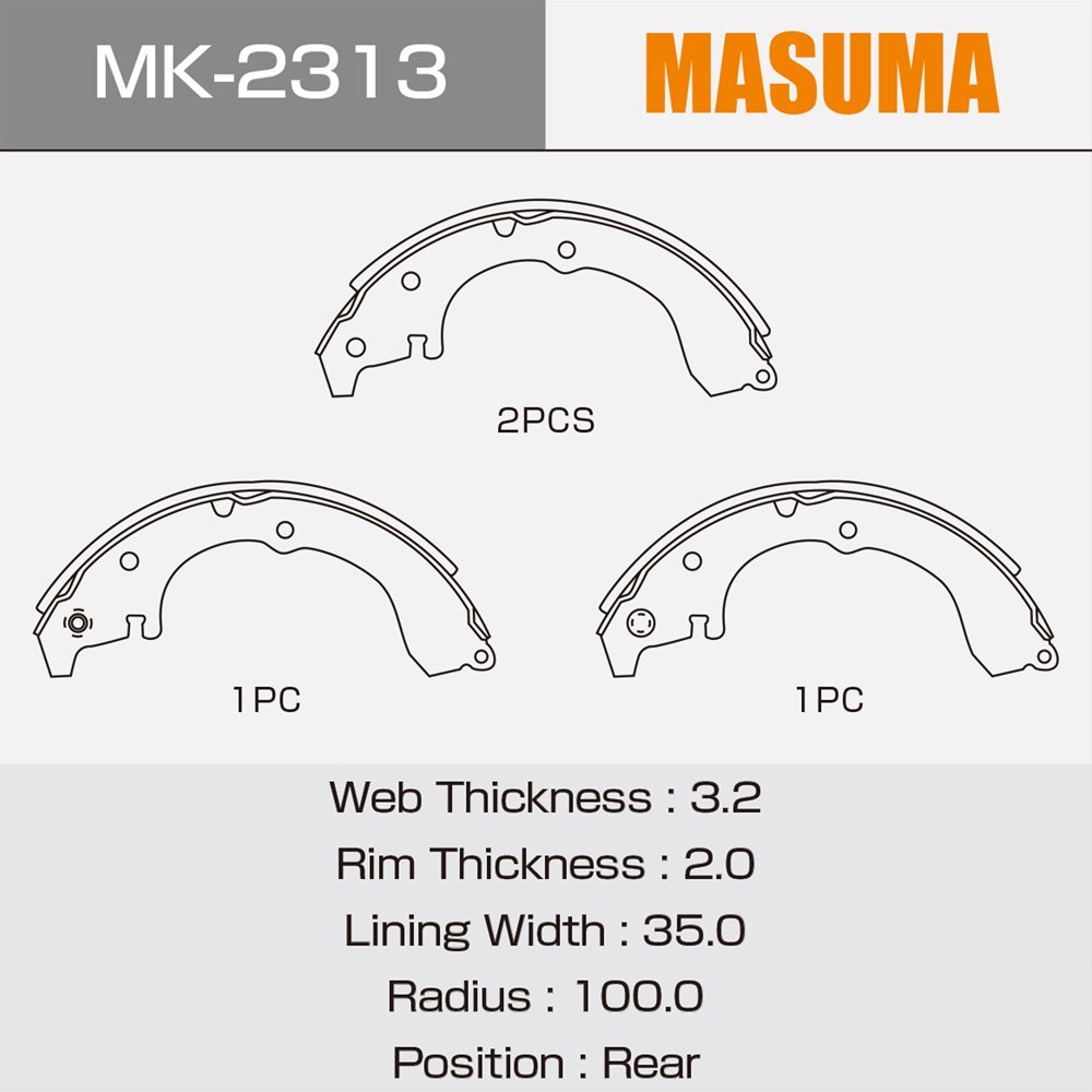 MK-2313 MASUMA Car Spare Part Brake Shoes Repair Part Brake Shoes for TOYOTA 04495-12140 04495-12150 04497-12090