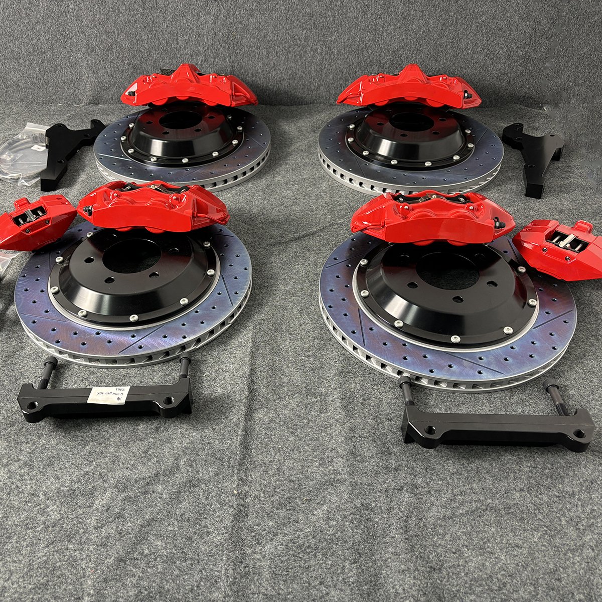Tuning Brake Systems Racing Red Caliper Big 6 Piston Brake Calipers in with Drilled Slotted Disc for Bentley Flying Spur Series