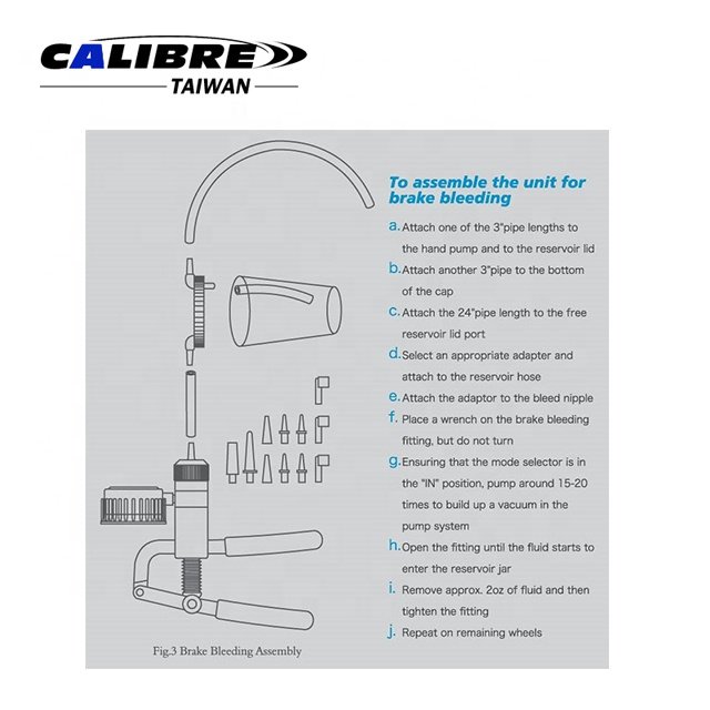 TAIWAN CALIBRE Hand-Held Vacuum Pressure Pump Brake Bleeding Tester Gauge Set, Vacuum Bleeder for Brakes