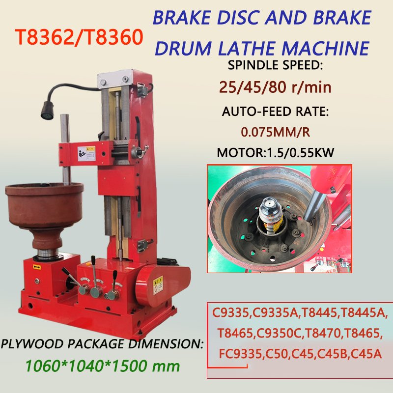 High-Accuracy T8362 Manual Lathe Horizontal Brake Disc Cutting and Drums Skimming Machine