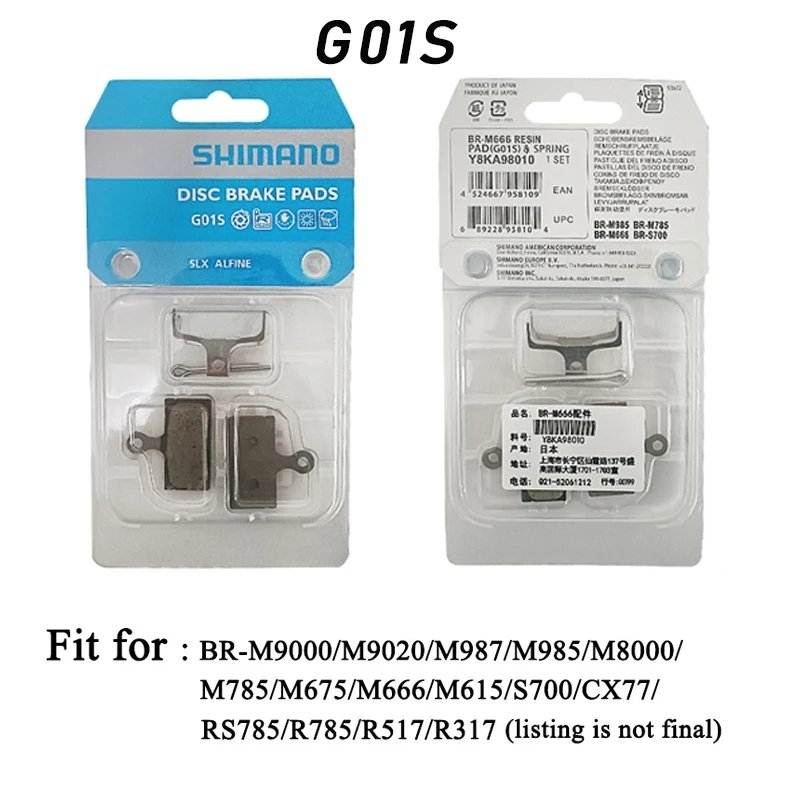 SHIMANO B01S G01S MTB Bicycle Disc Brake Pads B01S G01S Resin Pad for MT200 M355 M395 M445 M475 M6000 M7000 M615 M675 RS785 M985