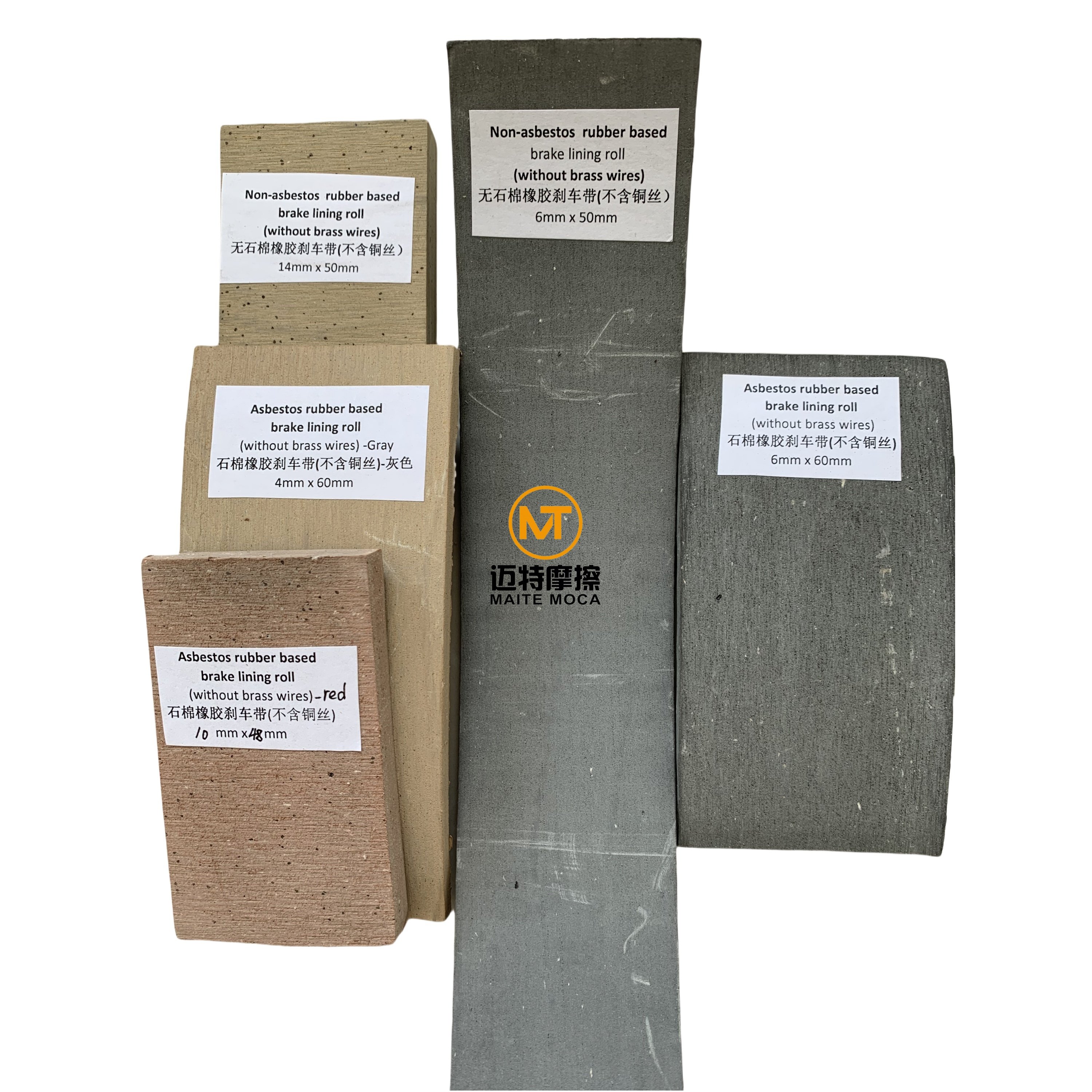 Asbestos Molded Brake Shoes Friction Material Rubber Based Black Roll Brake Linings