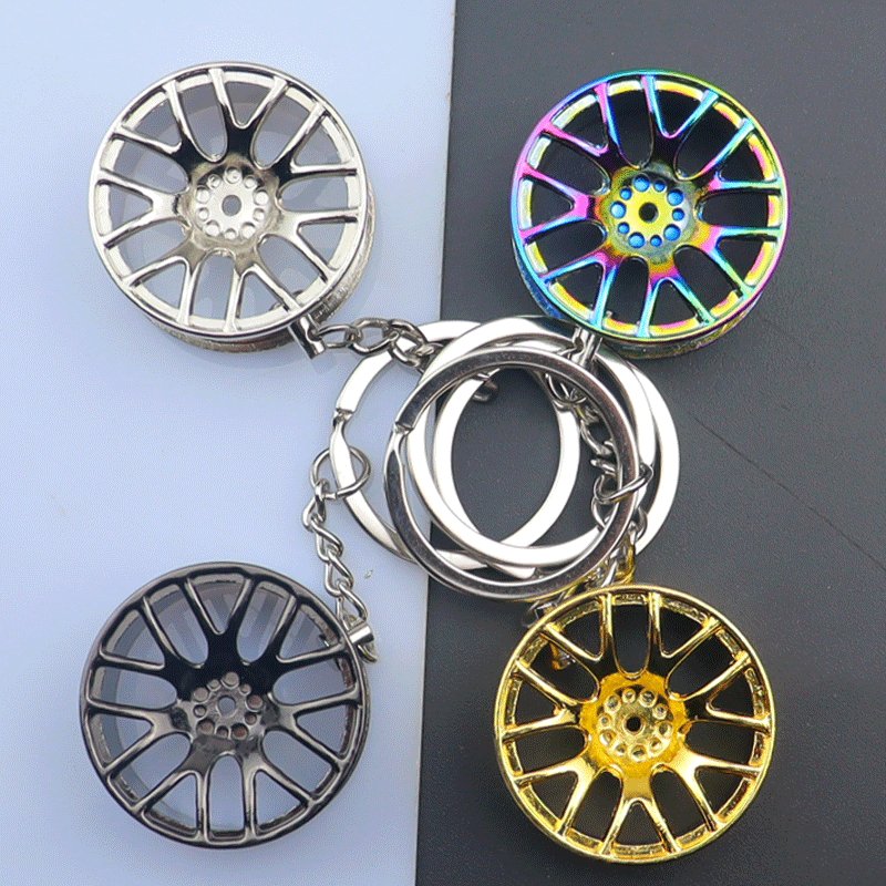 Wholesale Creative Metal Key Ring Rim Turbo Gear Brake Disc Shock Absorber Caliper Car Keychain Pendant