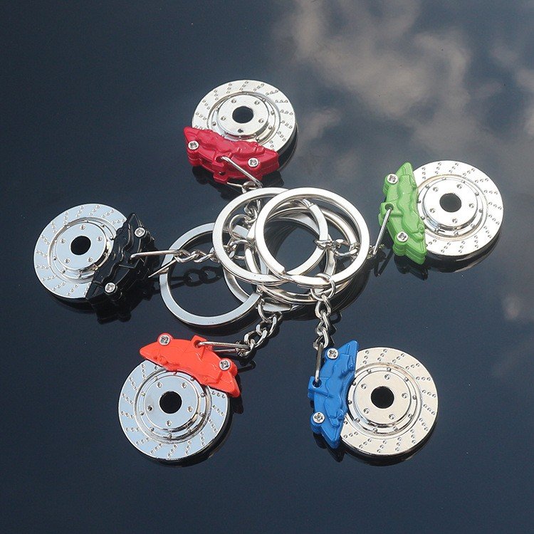 Wholesale Creative Metal Key Ring Rim Turbo Gear Brake Disc Shock Absorber Caliper Car Keychain Pendant