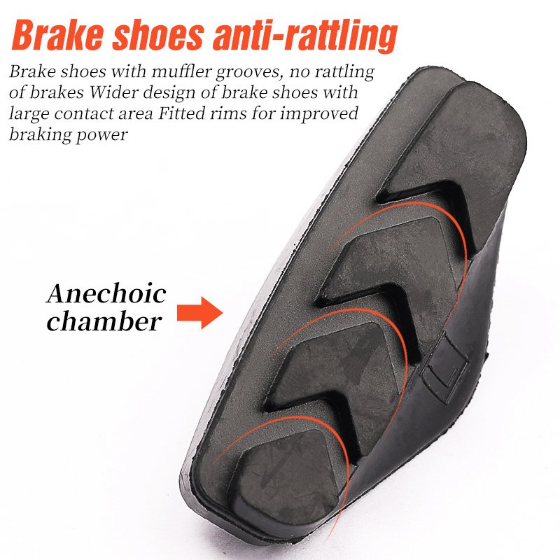 Lebycle Road Bicycle Cycling Braking C-Brake Pads Blocks Holders Durable Rubber Shoes 50mm Caliper Pads