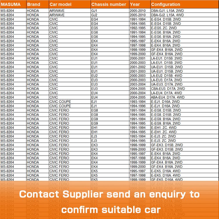 MS-8264 MASUMA Auto Replacement Front and Rear Brake Pads System Quiet 06450-S5A-E50 45022-S04-E60 for HONDA AIRWAVE GJ1