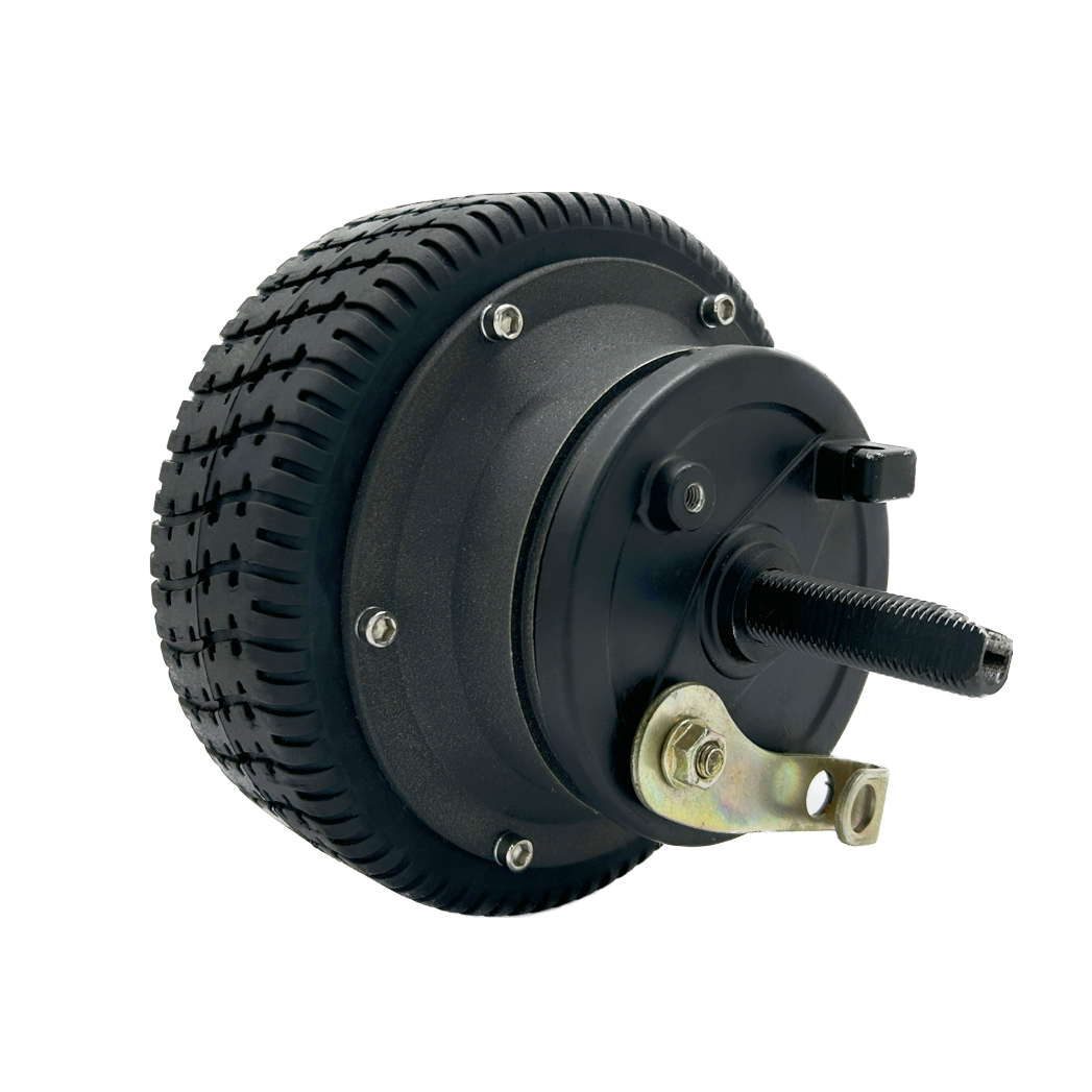 Slow Speed High Torque 100kg Load 5km/h Brushless Dc 6 Inch 24V Geared Hub Motor Dual Shaft with Drum Brake
