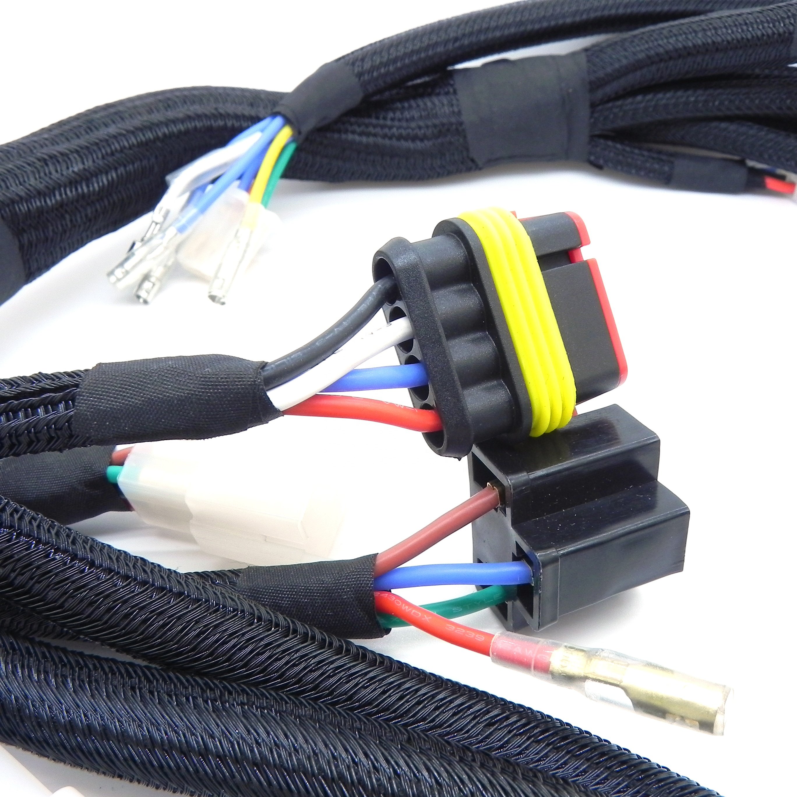 Customized Electric Motorcycle Brake Cables Black Braided Tubing Horn Wiring Rear Brake Light Engine Wire Harness for Automotive