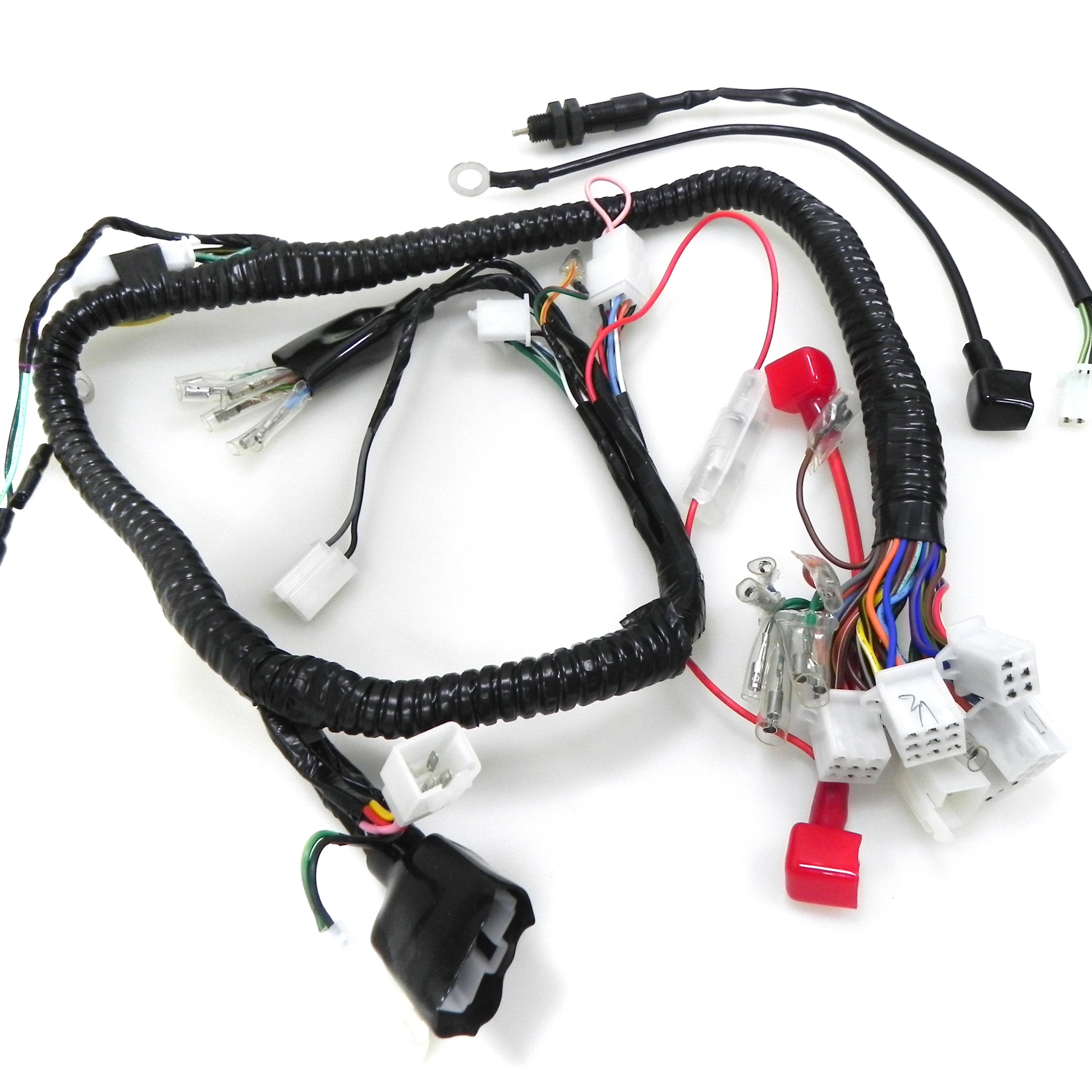 Customized Electric Motorcycle Brake Cables Black Braided Tubing Horn Wiring Rear Brake Light Engine Wire Harness for Automotive