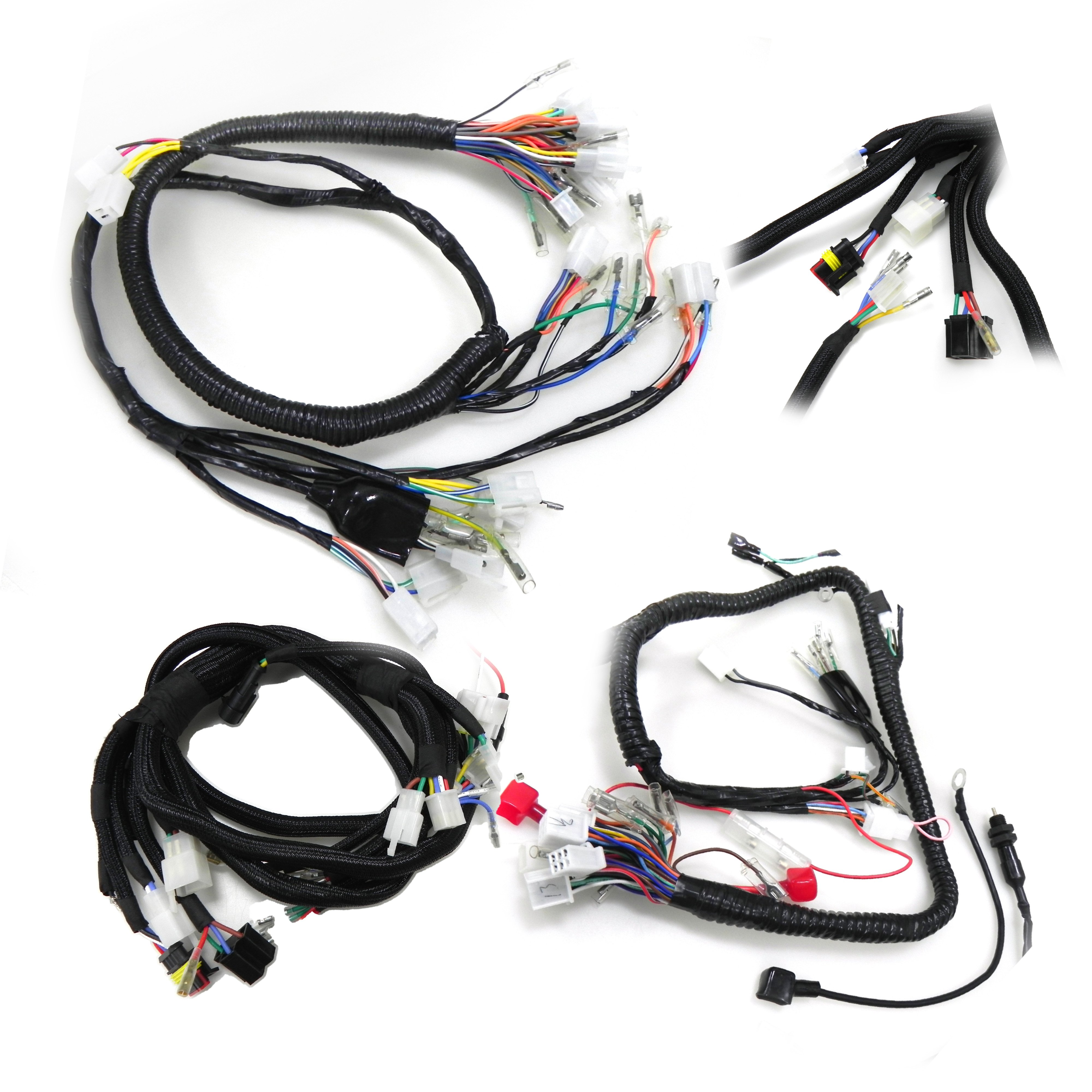 Customized Electric Motorcycle Brake Cables Black Braided Tubing Horn Wiring Rear Brake Light Engine Wire Harness for Automotive