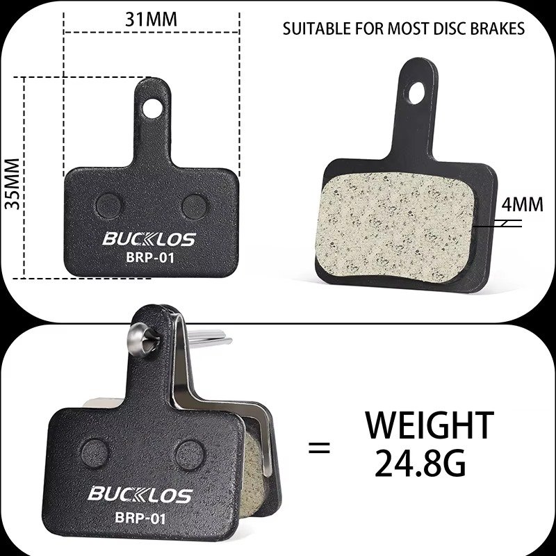 BUCKLOS Brake Pads Fit B01S B03S B05S Bicycle Hydraulic Disc Brake Pads Fit MT200 Durable Mountain Road Bike Brake Pads