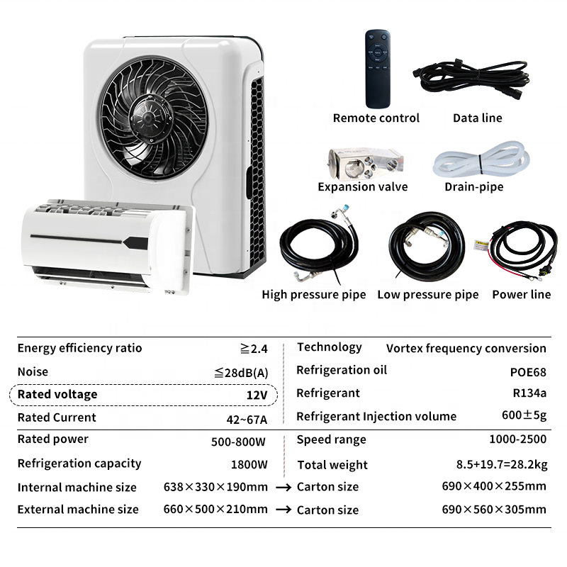 12V Split Electric Mini Parking Air Conditioner Cabin Cooling for Cars Trucks and Vans 24V Auto Parking Conditioner