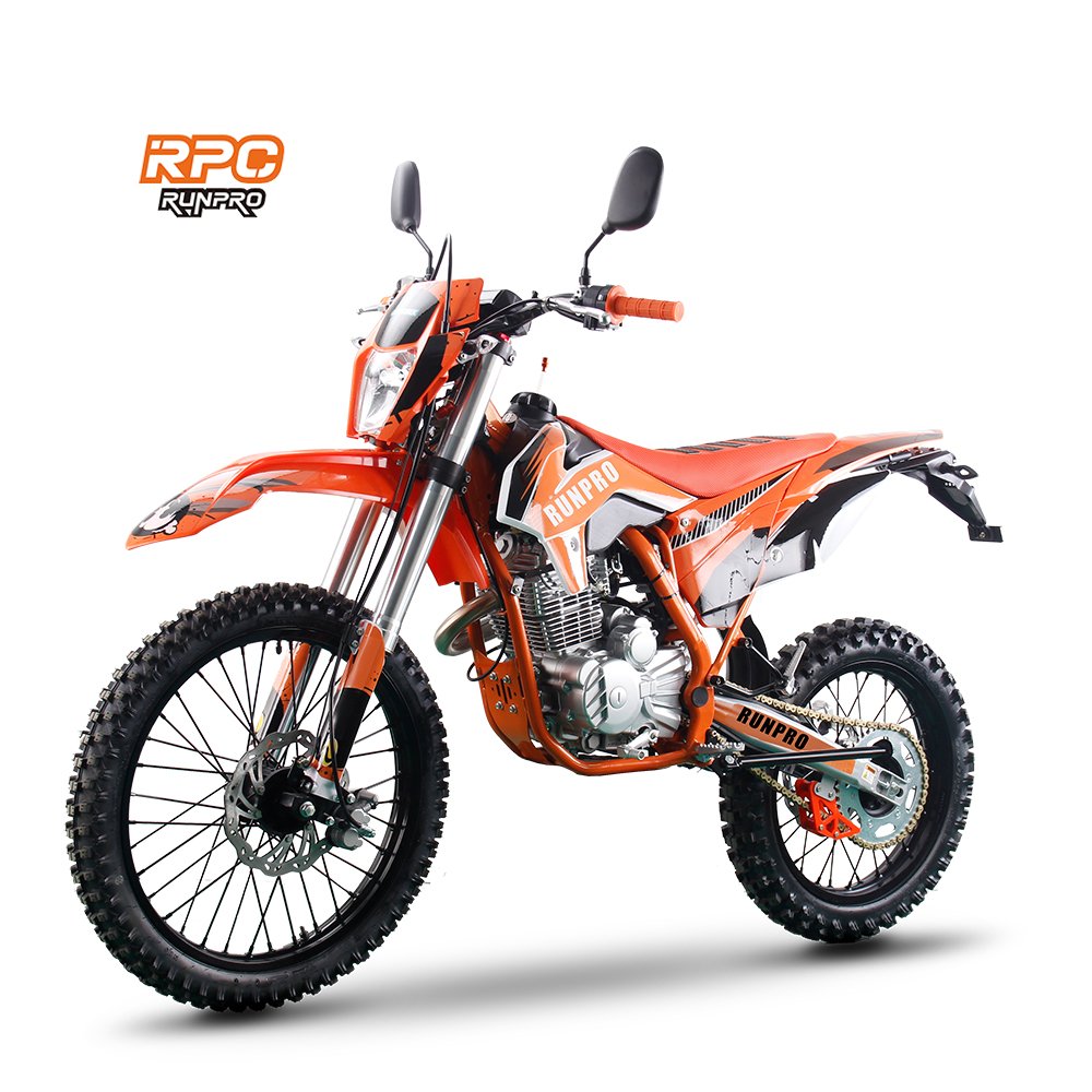 RUNPRO 250cc Manual Clutch 4 Stroke 200cc Gas Electric Start 21''18'' Tire Motocross for Adults Off-Road Dirt Bike Motorcycle