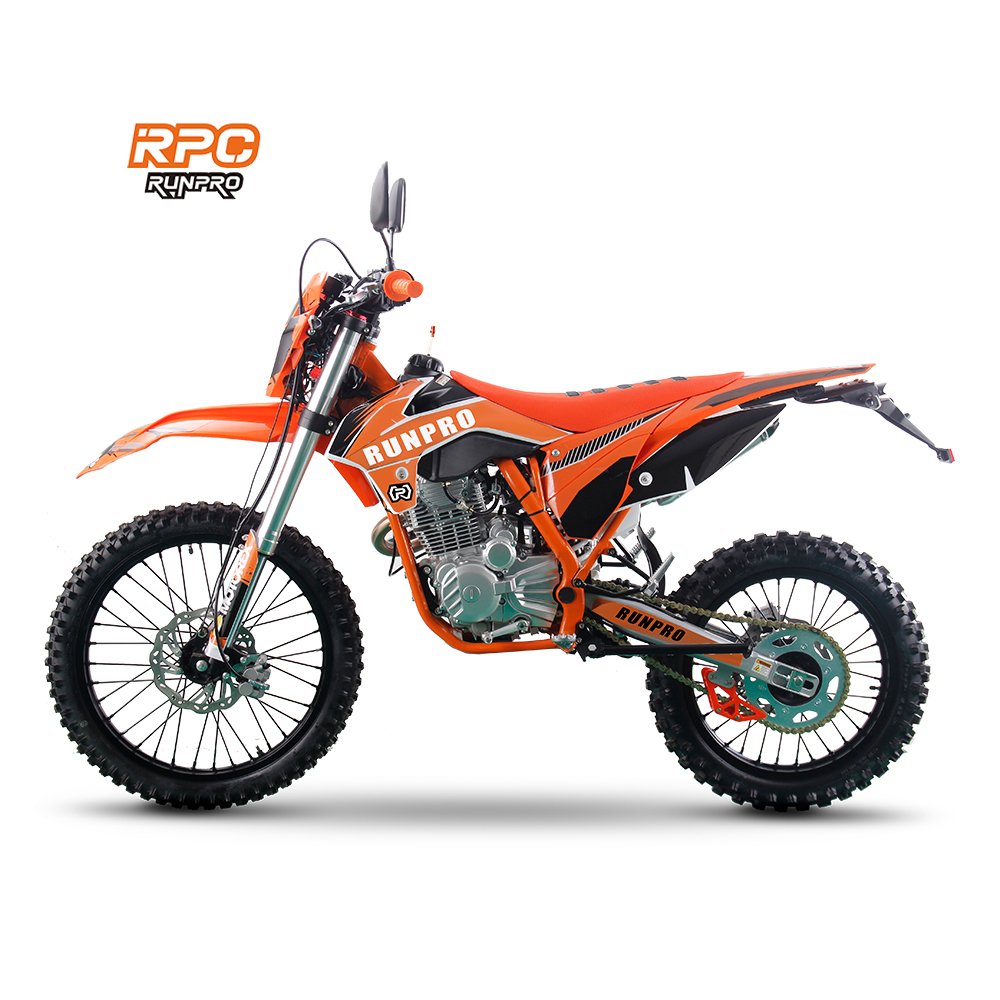 RUNPRO 250cc Manual Clutch 4 Stroke 200cc Gas Electric Start 21''18'' Tire Motocross for Adults Off-Road Dirt Bike Motorcycle