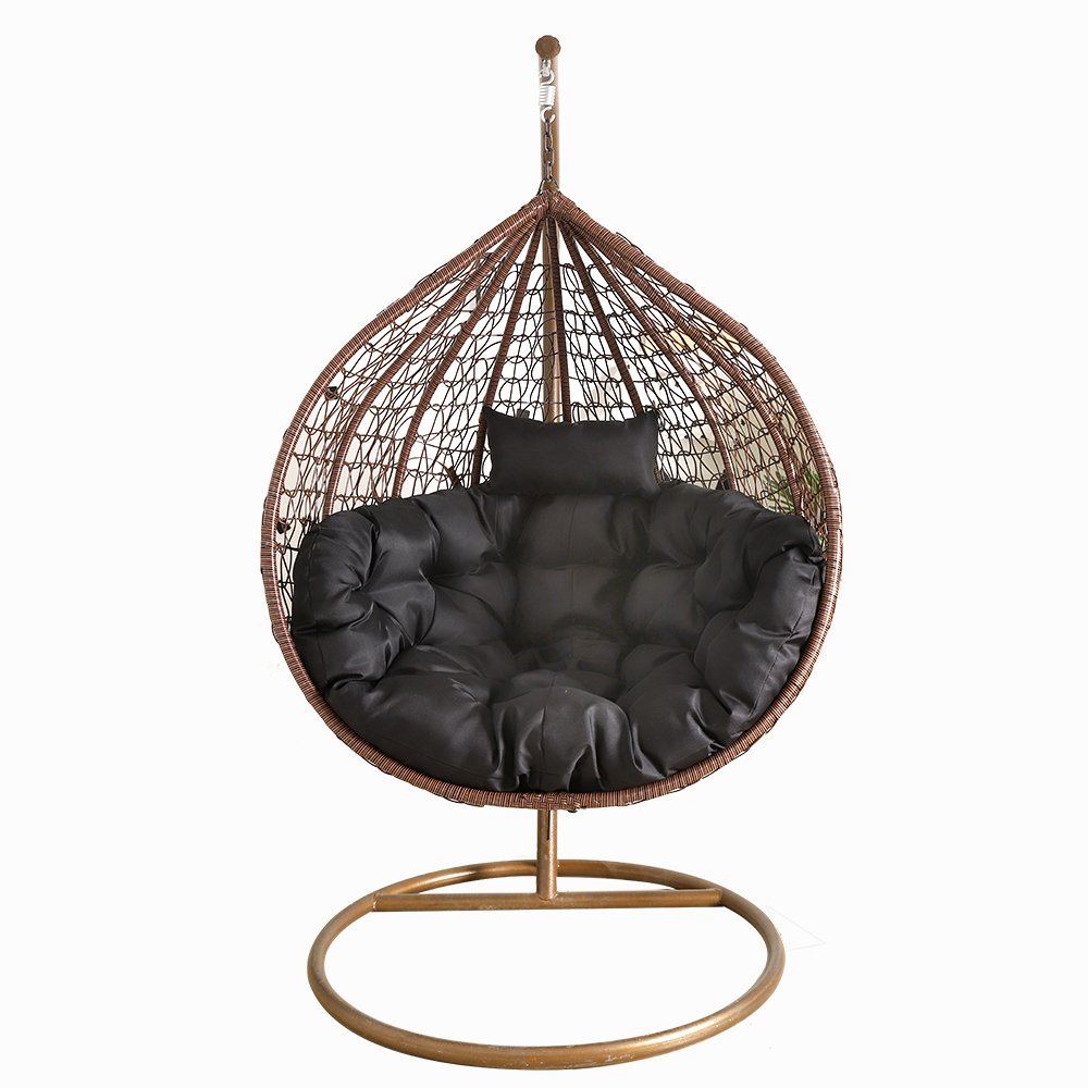 Fashion Design Cheap Outdoor Indoor Furniture Garden Balcony Hand Woven Rattan Basket Patio Single Egg Swing Chair With Stand