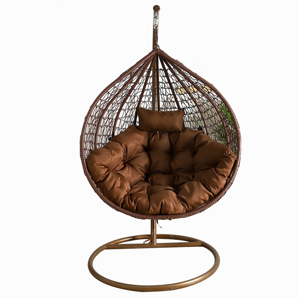 Fashion Design Cheap Outdoor Indoor Furniture Garden Balcony Hand Woven Rattan Basket Patio Single Egg Swing Chair With Stand