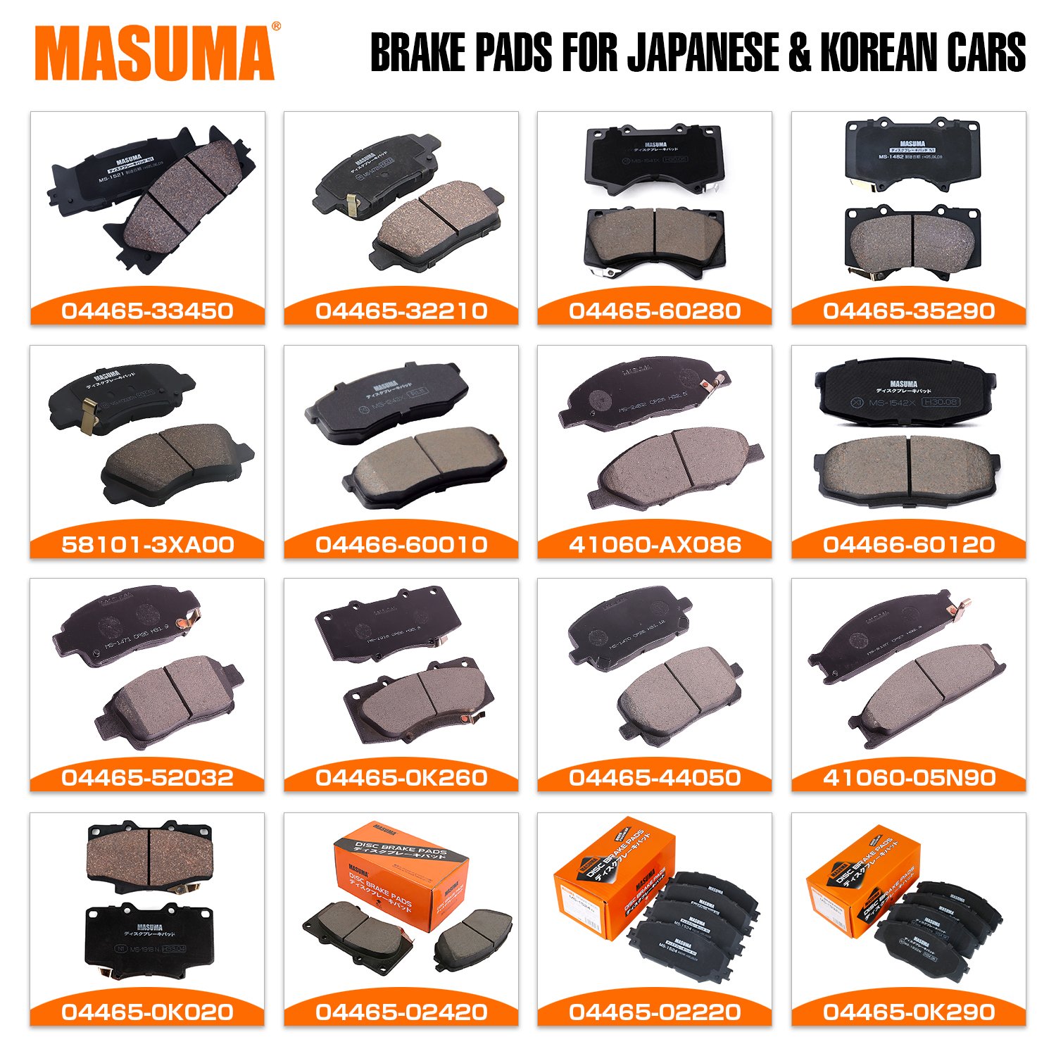 MASUMA MS-E0055N Brake Pads Premium Ceramic Car Brake System 34116775314 34116798190 for BMW 5-series & 6-series