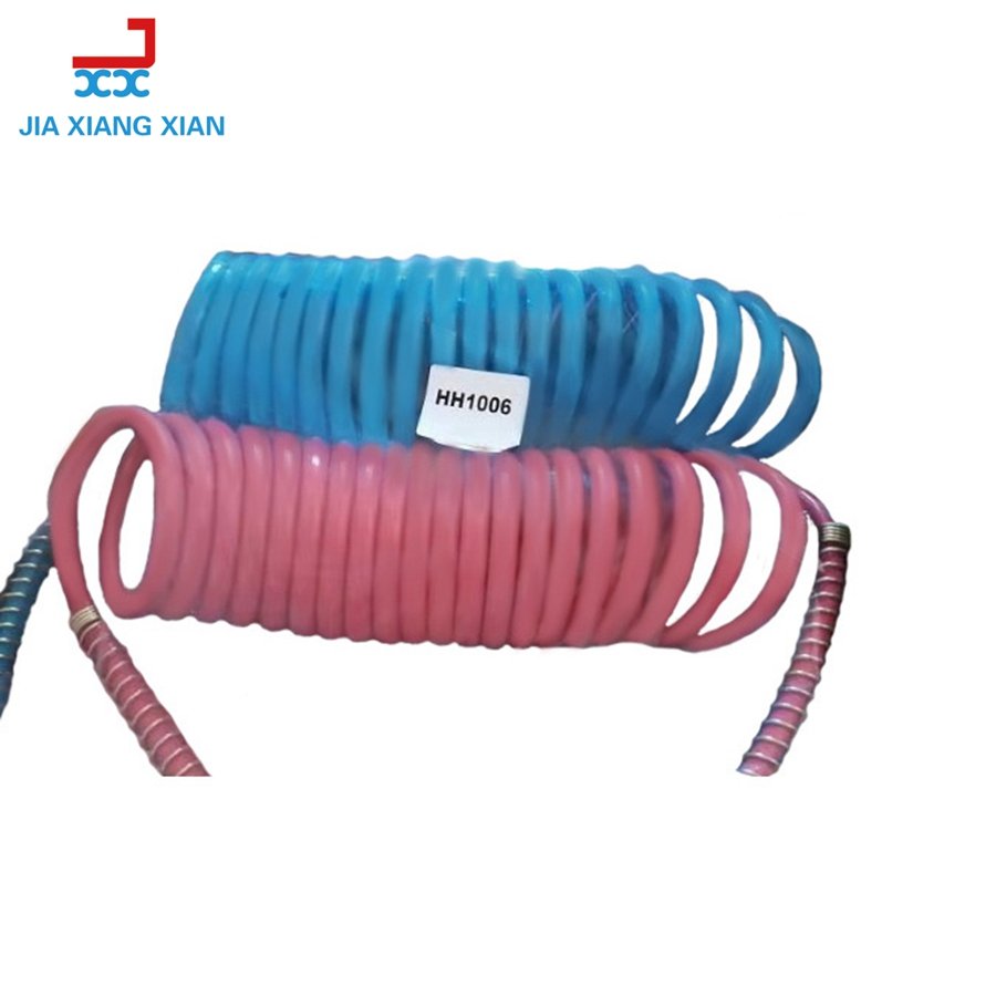 Curly Spiral Flexible Pu Coil up Trailer Recoil Airline Truck air Brake Coiled air Line Hose