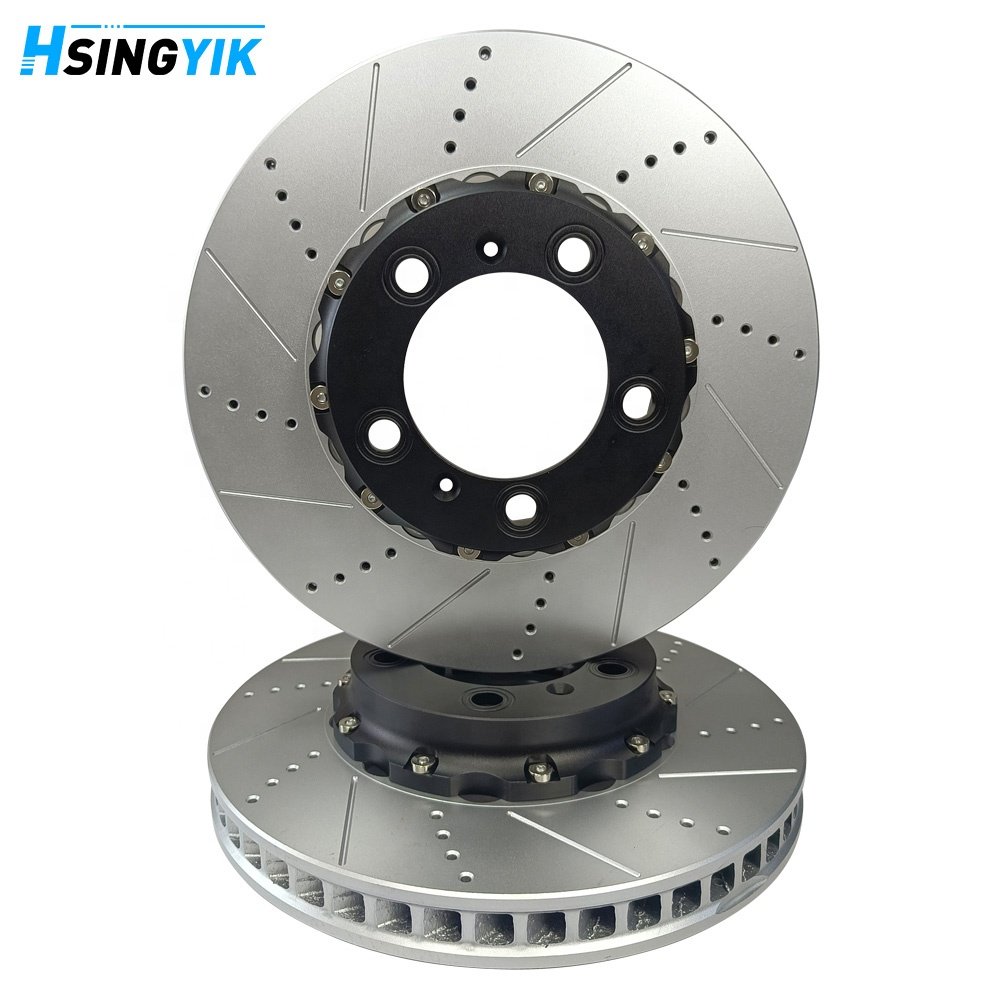 Hsingyik 996.351.409.02 2-Piece Brake Rotor Disc for Porsche 996 4S Turbo 997 S 4S GTS Front Drilled and Slotted