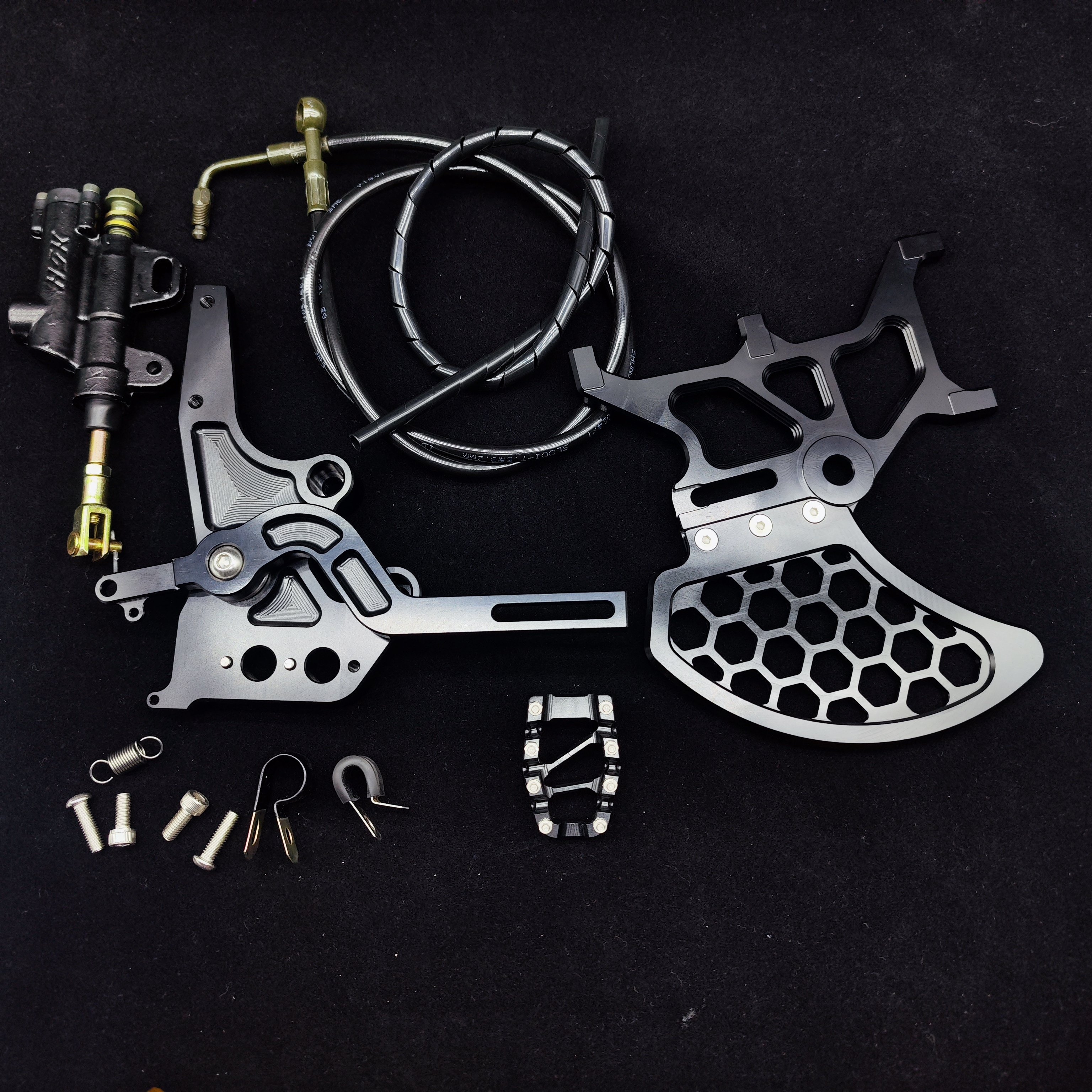 Double Calipers for Surron Light Bee Parts E-bike Rear Brake Footbrake Set With Double Brake & Disc Guard
