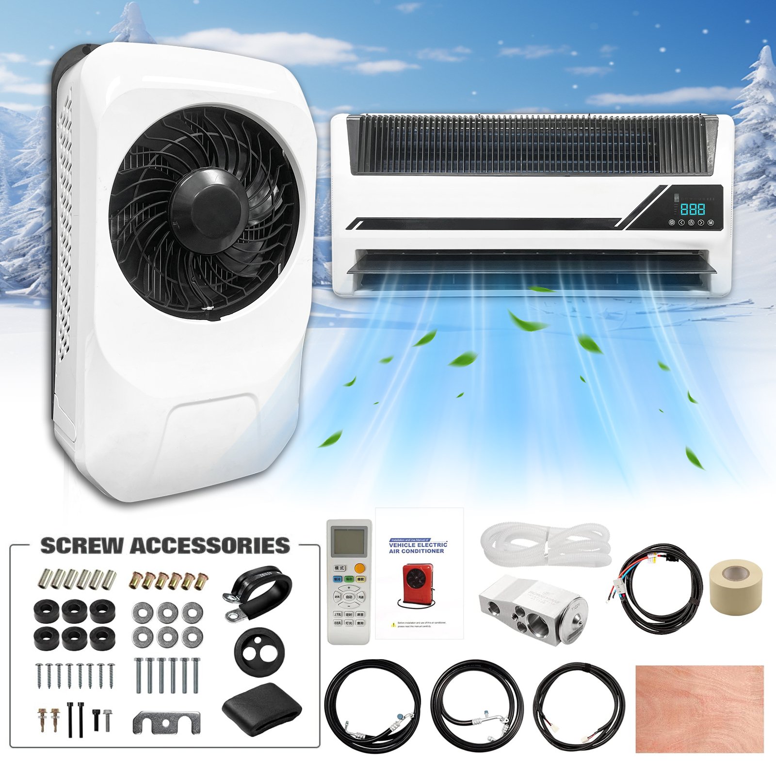 New Electric Truck Air Conditioner Split Rv Cooling Unit 12v Car Split Parking Air Conditioner
