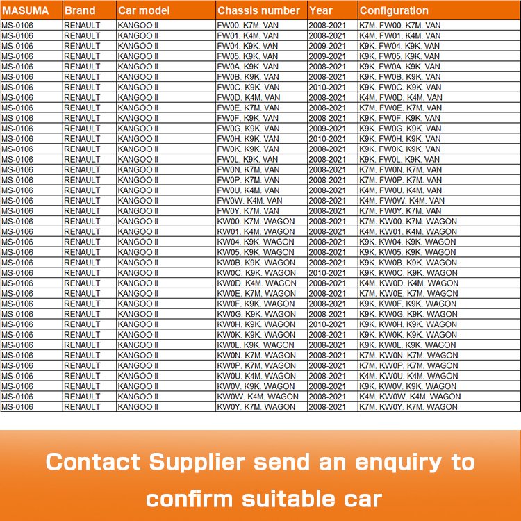 MS-0106 MASUMA Auto Repair Part Ceramic Disc Brake Pads 7701210110 410601334R 7701209864 410603750R for RENAULT KANGOO K7M. VAN