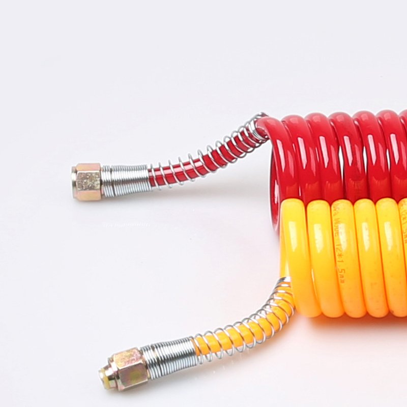 No Smelling Pu Pa Flexible Spiral 15 or 18 Feet Trailer Coil Air Brake Hose for Semi Truck Tractor Trailer