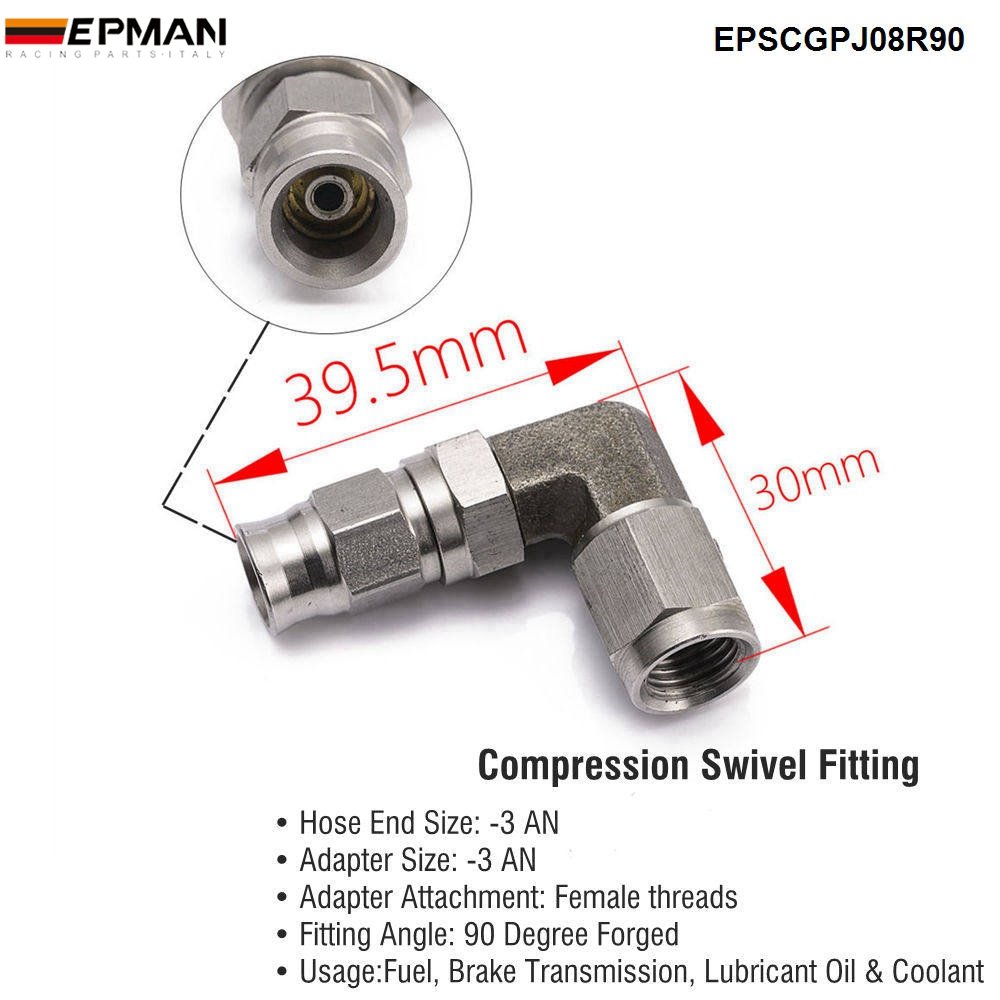 EPMAN Stainless Steel SS304 Banjo Fitting AN3 for Motorcycle Motor Auto Car Hydraulic Brake Oil Hose Line EPSCGPJ