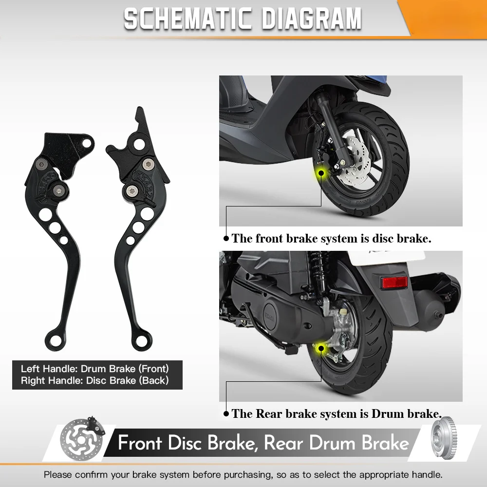 Universal Fit for Motorbike Modification 1 Pair Alloy Motorcycle Brake Handle CNC Motorcycle Clutch Drum Brake Lever Handle