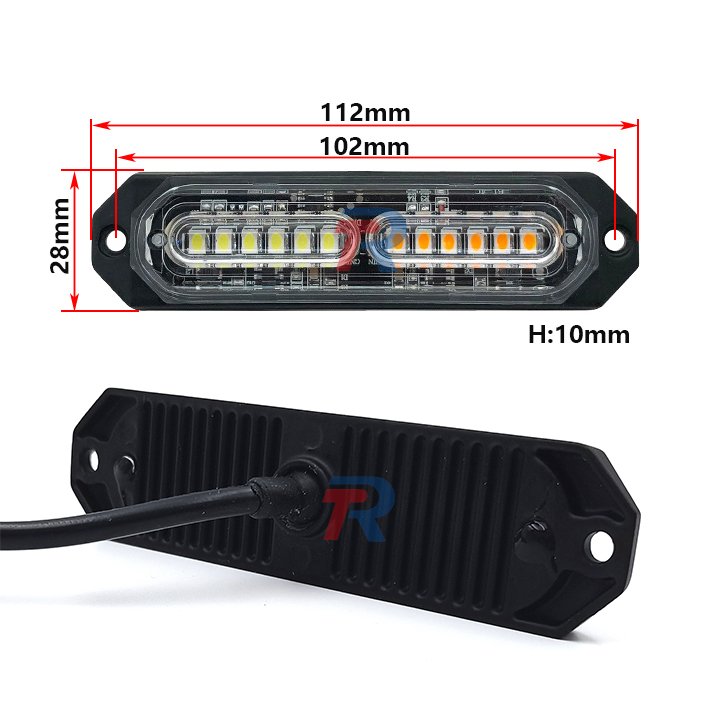 4 PCs X 12 LED Grille Light Kit Car Center Grid Blinking Warning Light Auto Strobe Side Light With Button Switch Control 12-24V
