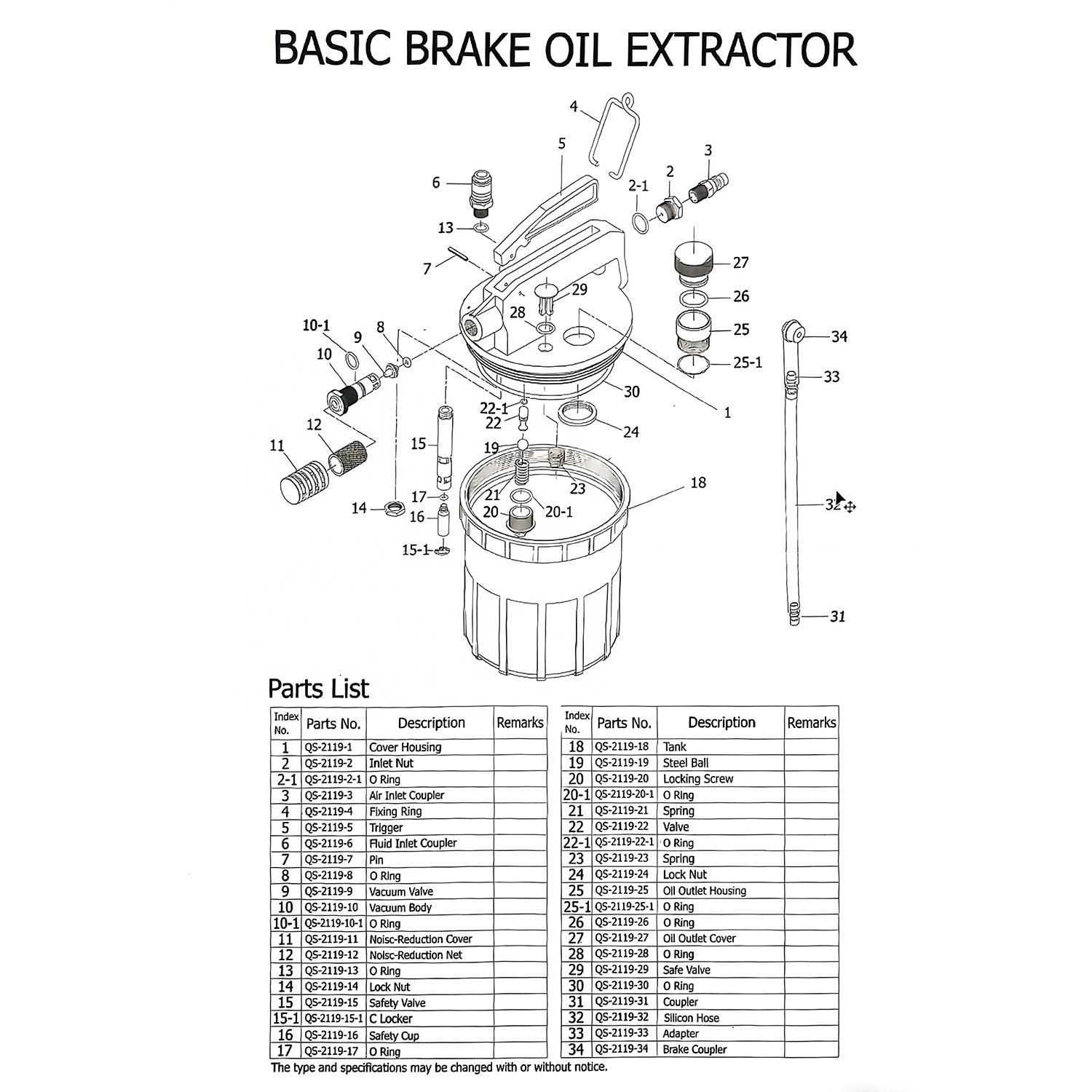 2L Liter Air Brake Oil Bleeder Extractor Pneumatic Vacuum Pump Tester Tool Kit