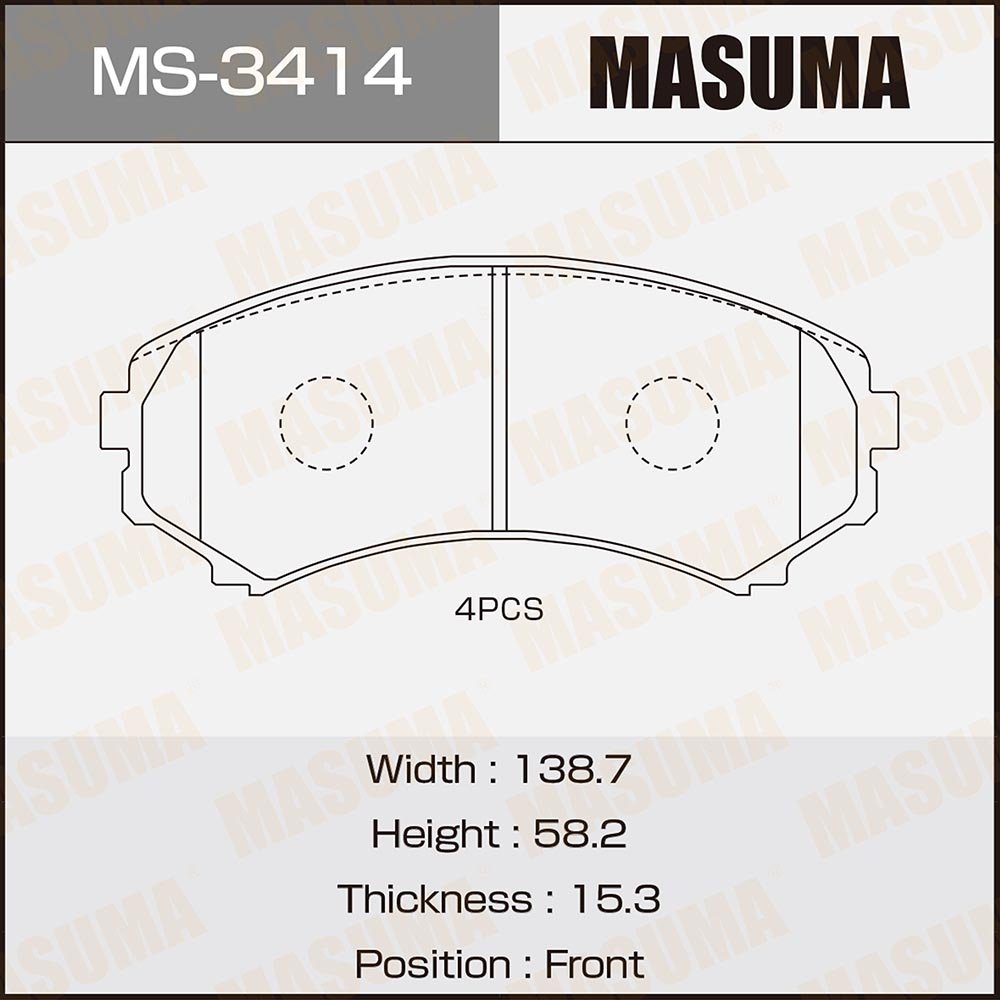 MASUMA MS-3414N New Innovations Good Wholesale Price Universal Brake Pad Fpr Mazda & Mitsubishi Pajero 41060-HA00D