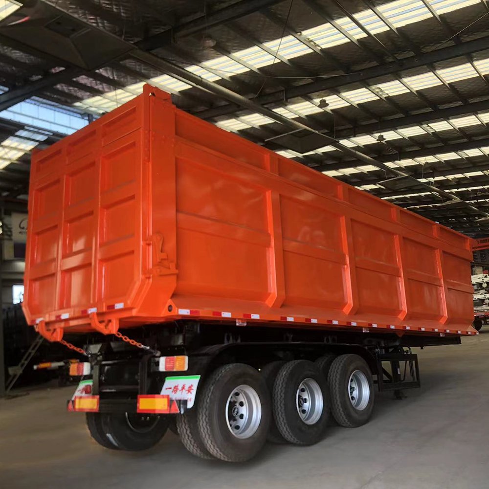 Free Shipping 3/4 Axles 50 Tons End Dump Steel Trailer for Heavy Equiment Transport Dump Trailer for Sales