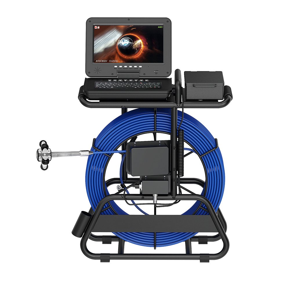 10 Inch Ips 1080P Screen Cable 50M Ip68 Self Leveling 512HZ Locator 7mm thick cableSewer Pipe Inspection Camera with brake