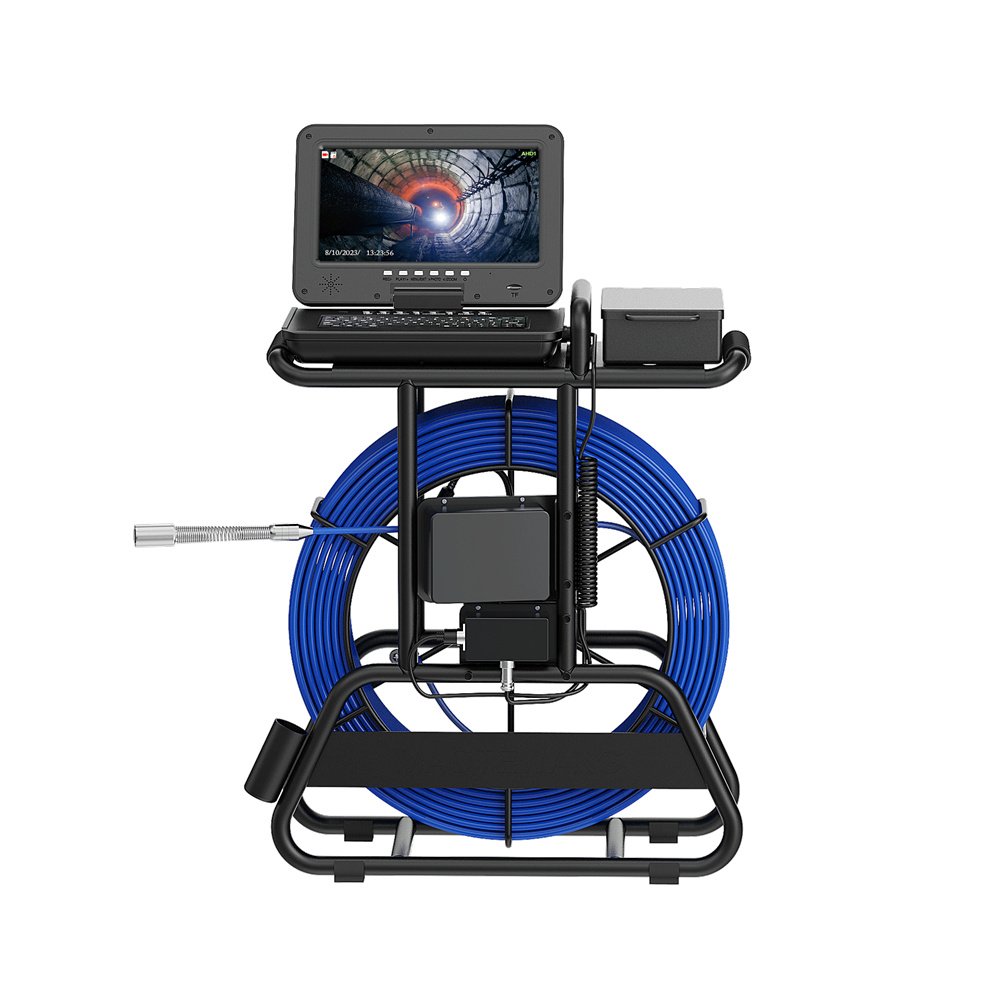 10 Inch Ips 1080P Screen Cable 50M Ip68 Self Leveling 512HZ Locator 7mm thick cableSewer Pipe Inspection Camera with brake