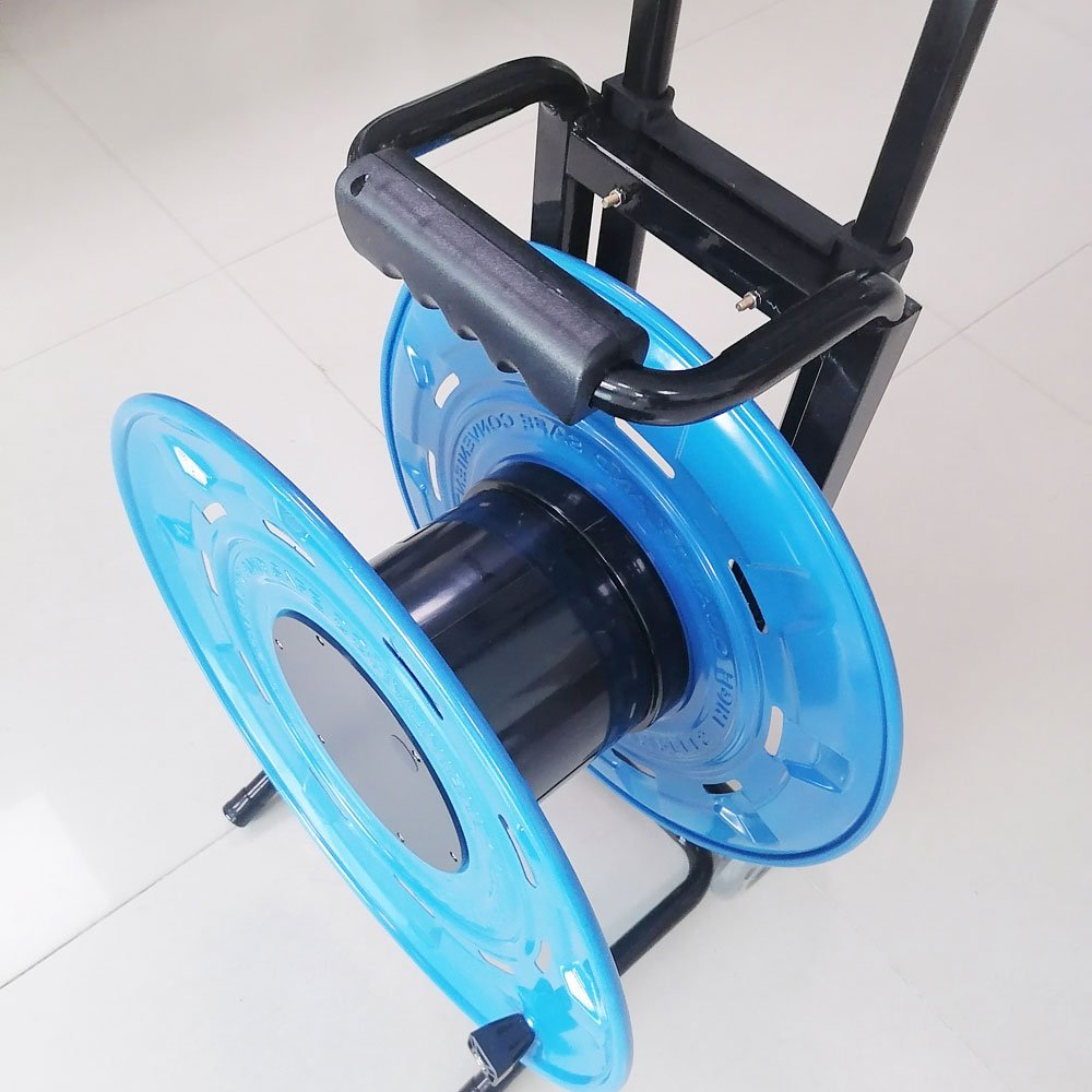 With flexible pull rod cable release wheels brake foldable drum extension electric reel cable Fiber optic rollers