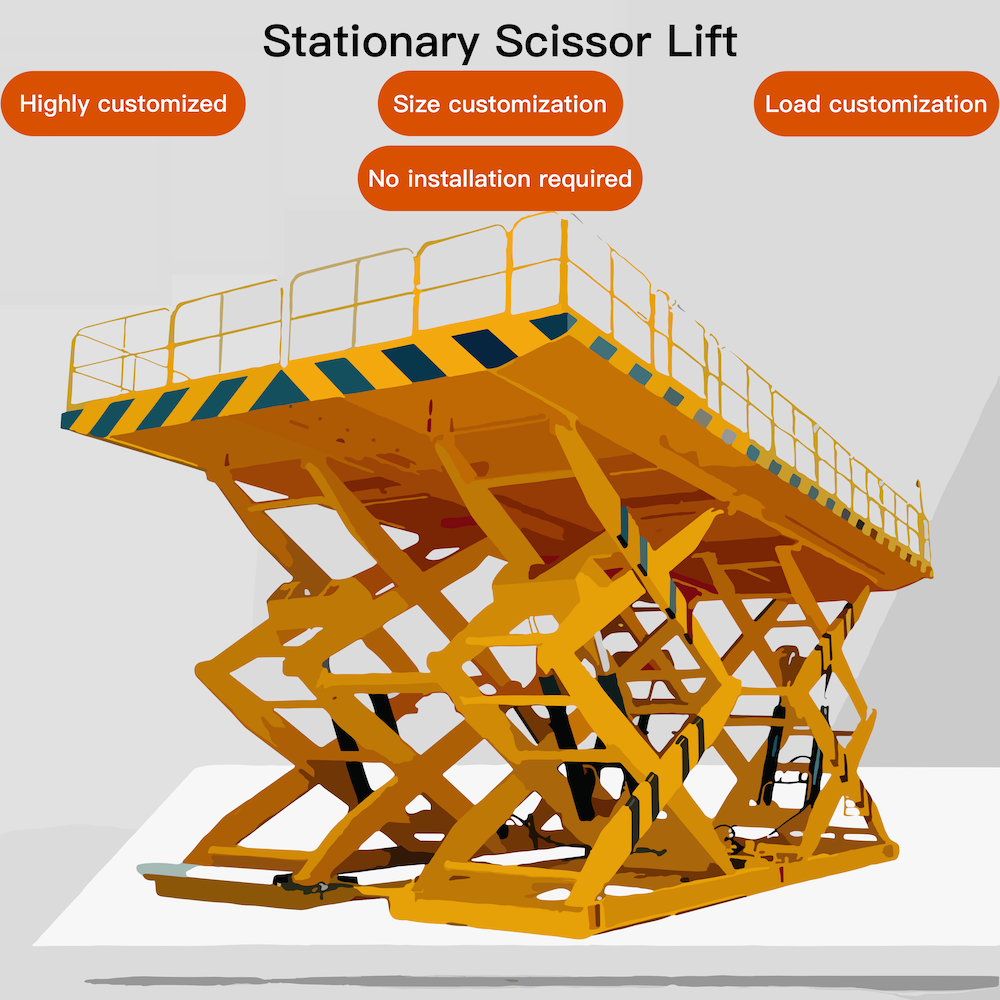 Heavy-Duty Fixed Scissor Lift 3.5 Ton, Hydraulic Lifting Table with Dual Cylinders for Truck and Container Loading