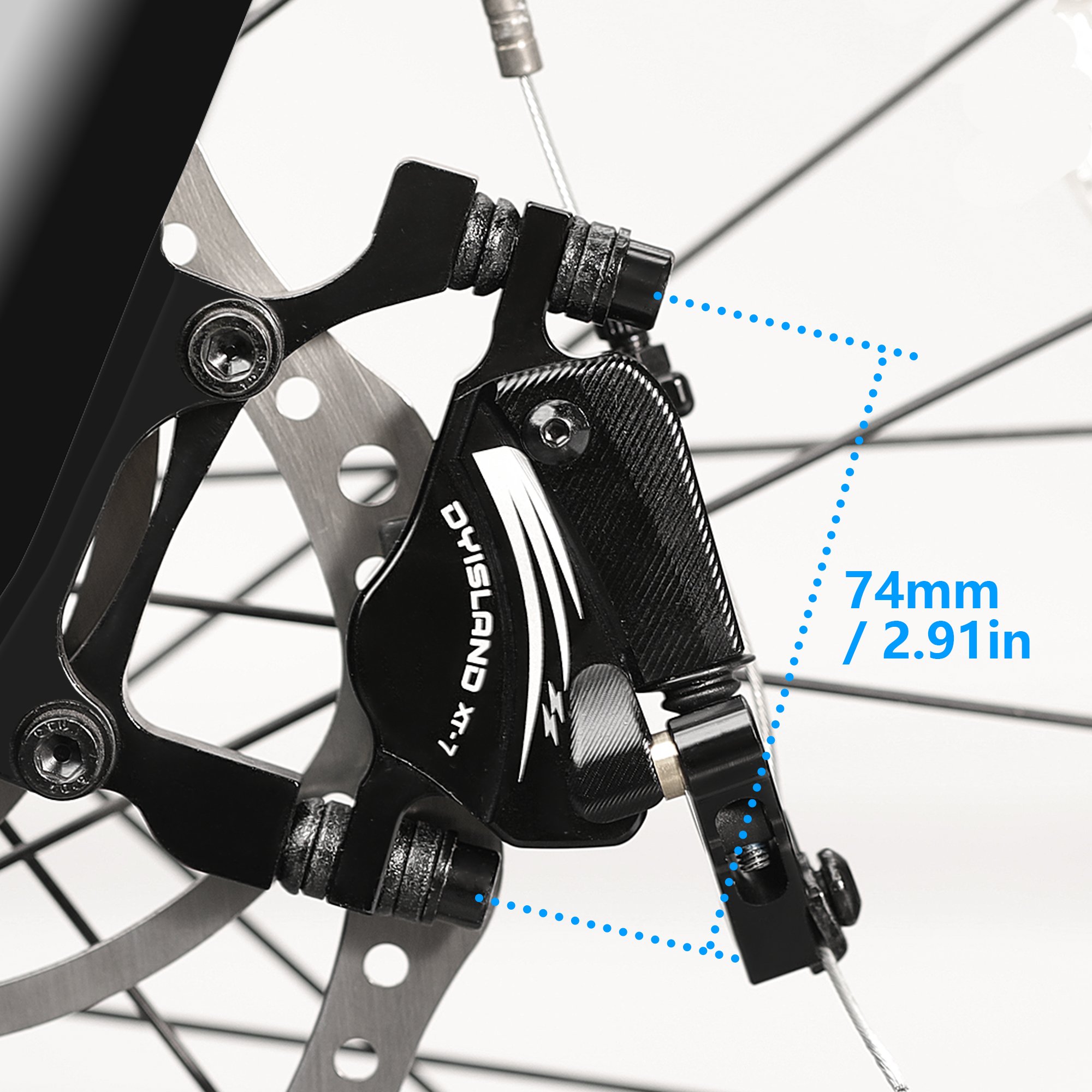 DYISLAND XT-7 Hydraulic Disc Brakes Calipers,Line Pulling/Cable Actuated Front & Rear Brake Calipers for MTB/Mountain/E-Bike.