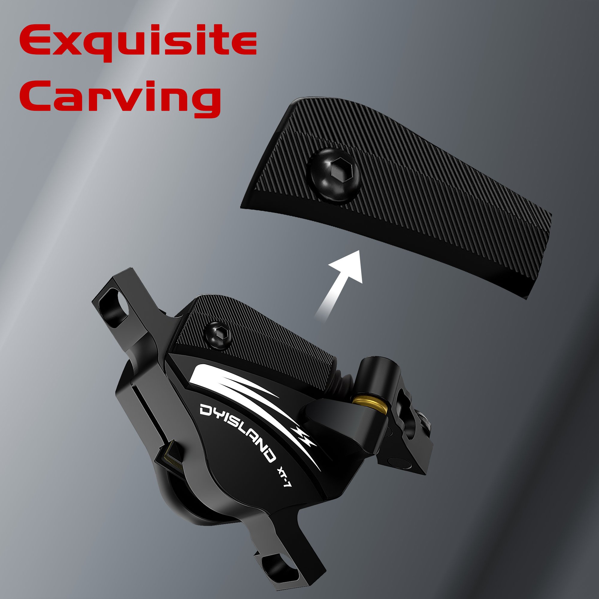 DYISLAND XT-7 Hydraulic Disc Brakes Calipers,Line Pulling/Cable Actuated Front & Rear Brake Calipers for MTB/Mountain/E-Bike.