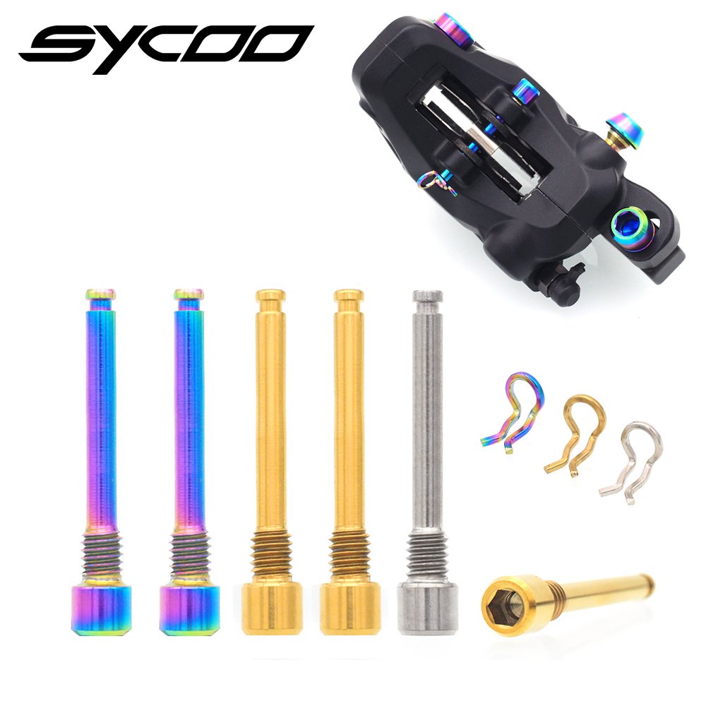 Sycoo 2pcs M4 Titanium Thread Pin of MTB Bicycle Hydraulic Disc Brake Bike XT Caliper Brake Pad Fixing Screw Bolt with Snap Ring