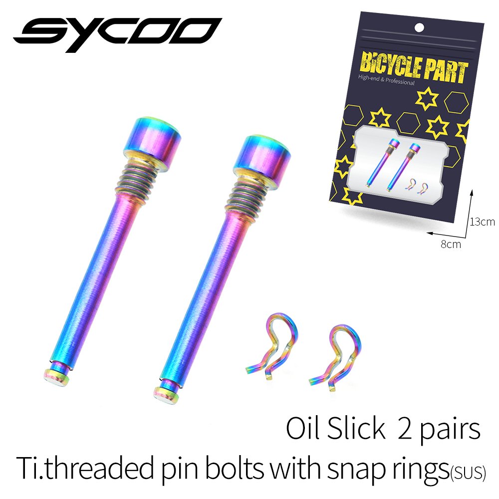 Sycoo 2pcs M4 Titanium Thread Pin of MTB Bicycle Hydraulic Disc Brake Bike XT Caliper Brake Pad Fixing Screw Bolt with Snap Ring