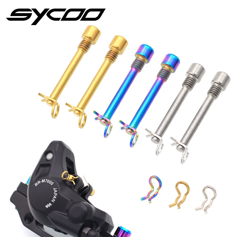 Sycoo 2pcs M4 Titanium Thread Pin of MTB Bicycle Hydraulic Disc Brake Bike XT Caliper Brake Pad Fixing Screw Bolt with Snap Ring