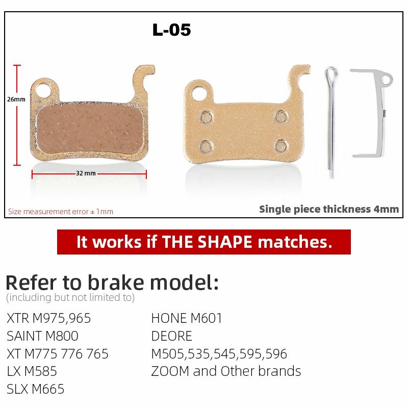 New Image Mountain Bike Accessory All-metal Ketone-based Brake Pads Suitable for BB7 M355 AVID Hayes Zoom MAGURA MT ATX