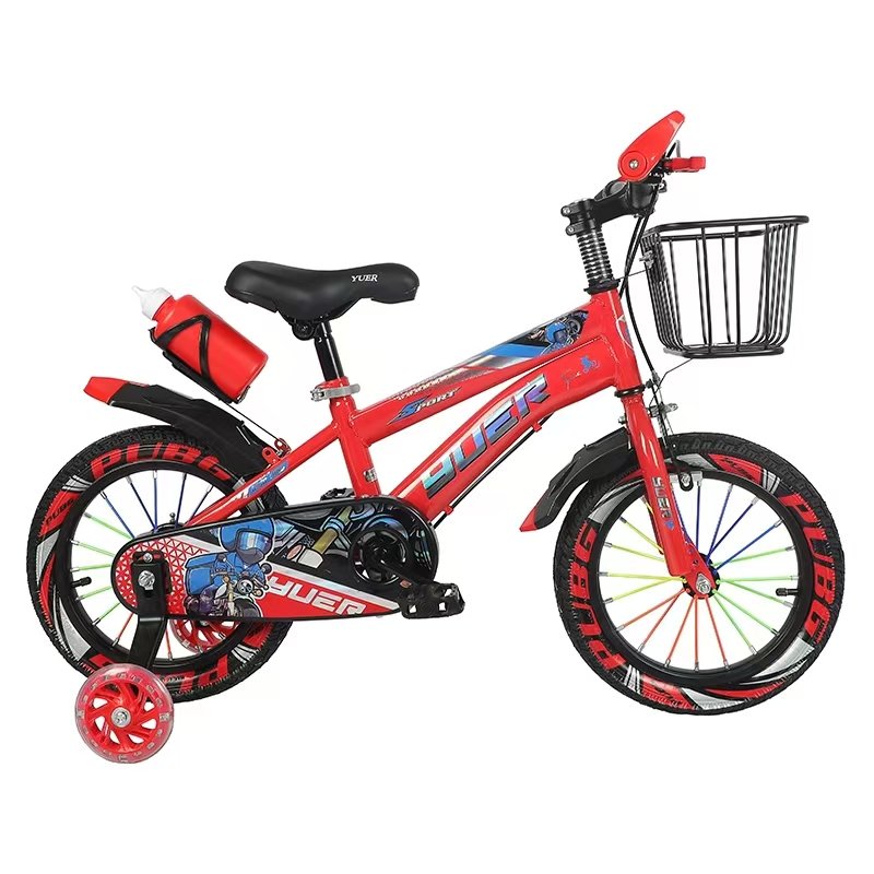Single Speed Bicycle for Kids 5-8 Years Old 12-20 Inch Training Wheels With Aluminum Fork Plastic Basket & Brake Line Boys Girls